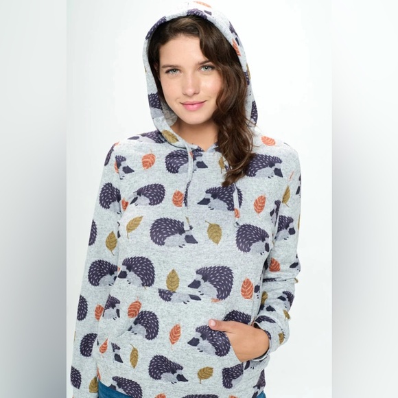Hedgehog 🦔 Pullover Long Sleeve Sweater Sweatshirt Hoodie - Picture 2 of 7